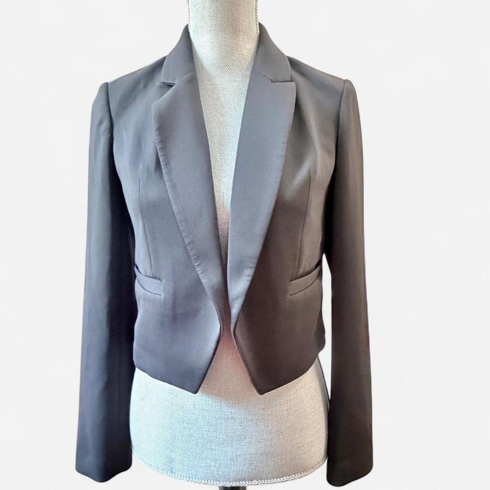 Express Fitted Suit Blazer Jacket open no button semi-cropped xs black